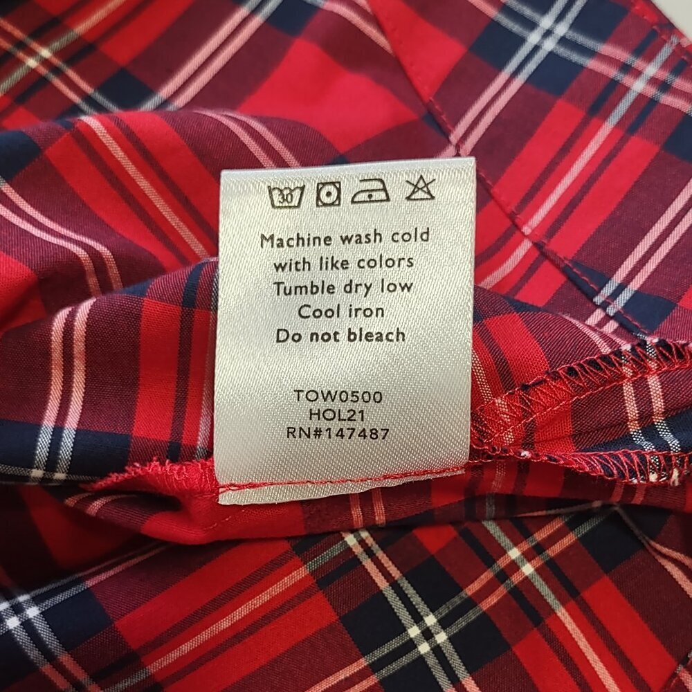 NWT Draper James Red Plaid Blouse Tunic 3/4 Bell Sleeve Ruffle Women's Large - Picture 11 of 11